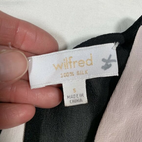 Wilfred ARITZIA sz S 100% Silk Pink Black Color Block Semi-Sheer Crepe Tank Cami - Picture 2 of 10